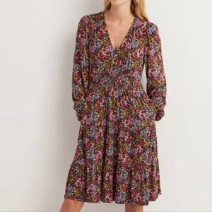 Boden Smocked Waist Tiered Dress in Multi Tipsy Garden, 6L US/10L UK